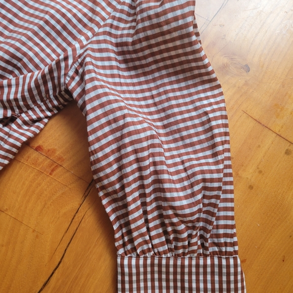 NWT Mango Gingham Puff Sleeve Blouse - Picture 11 of 16